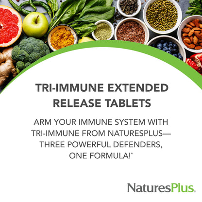 Natures Plus Herbal Actives Tri Immune – Olive Leaf, Arabinogalactans & Andrographis + Vitamin C (60 Vegan Tablets, Extended Release)