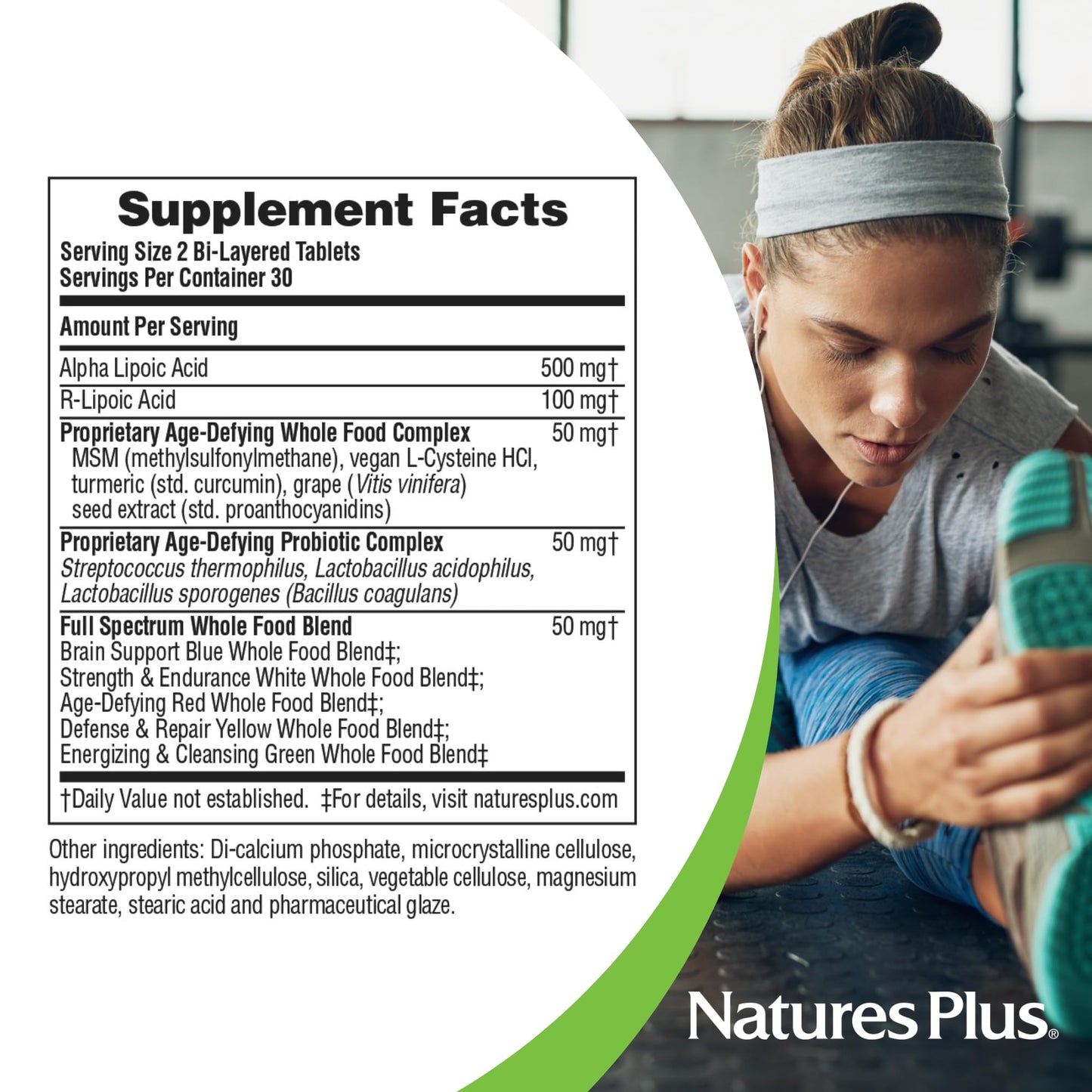 Natures Plus Ultra Lipoic - 60 Bi-Layered Mini-Tabs | Free Radical Defense, Probiotics & Whole Food Concentrates | Gluten Free | 30 Servings