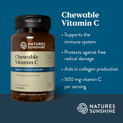 Nature's Sunshine Chewable Vitamin C 250mg – 90 Tablets | Immune Support