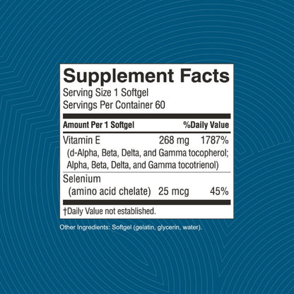 Nature's Sunshine Vitamin E Complete with Selenium | 60 Softgels – All Eight Vitamin E Molecules