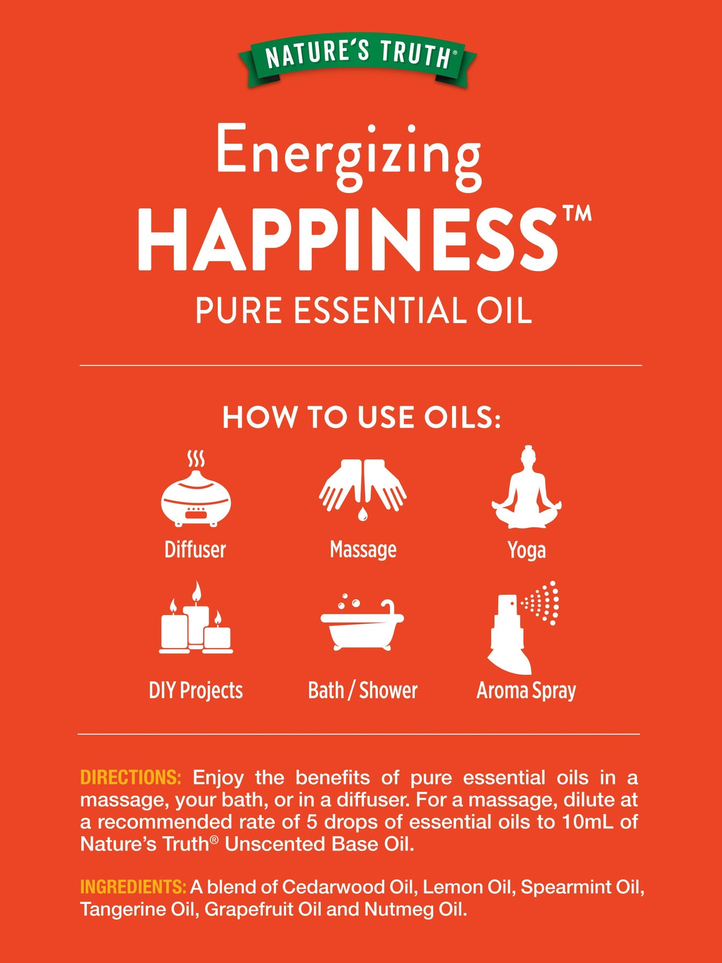 Nature's Truth Happiness Essential Oil 15 mL | Pure Plant Based, Non-GMO, Gluten Free