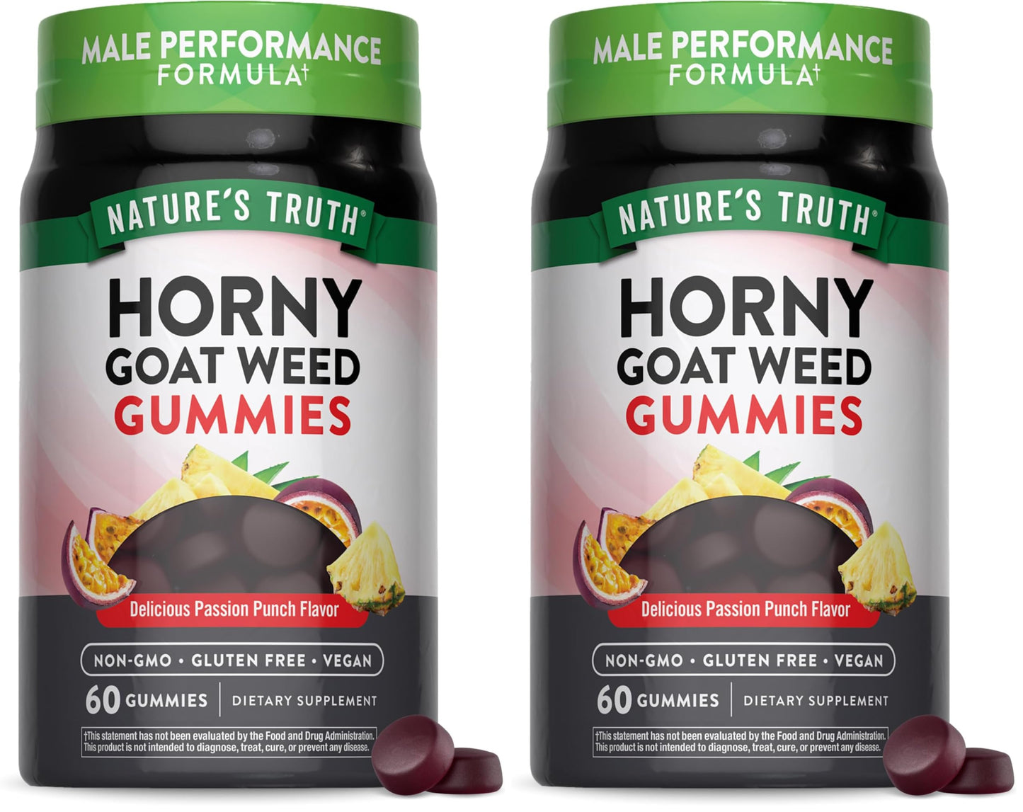 Nature's Truth Horny Goat Weed Gummies with Maca Root | Vegan, Gluten Free for Men | Passion Punch (Pack of 2)