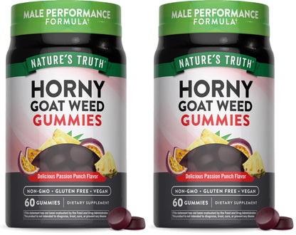Nature's Truth Horny Goat Weed Gummies with Maca Root | Vegan, Gluten Free for Men | Passion Punch (Pack of 2)