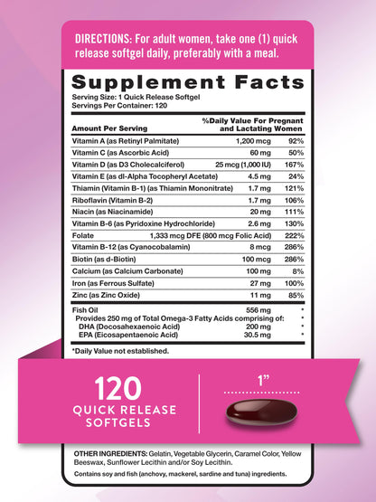 Nature's Truth Prenatal Vitamin for Women – 120 Softgels | Non-GMO & Gluten Free