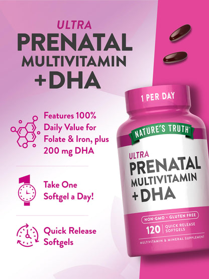 Nature's Truth Prenatal Vitamin for Women – 120 Softgels | Non-GMO & Gluten Free