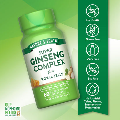 Nature's Truth Super Ginseng Complex | 60 Capsules | Royal Jelly Included | Non-GMO & Gluten Free