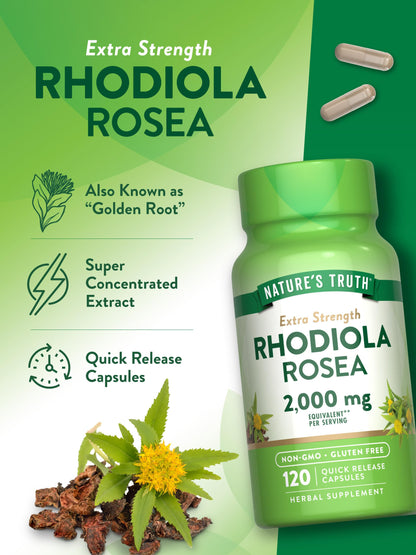 Nature's Truth Rhodiola Rosea 2000mg | 120 Capsules | Non-GMO & Gluten Free