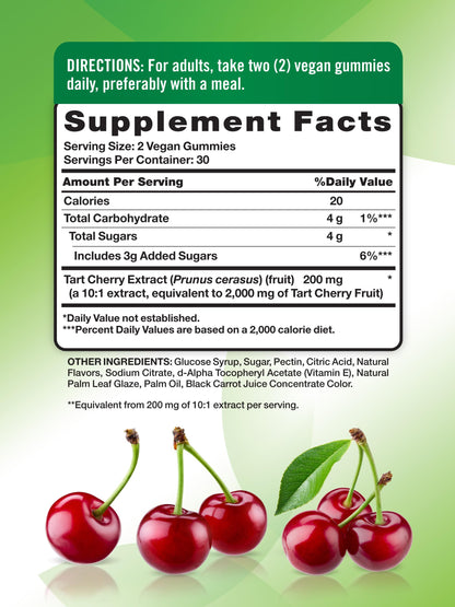 Nature's Truth Tart Cherry Gummies 2000mg - 60 Count (Pack of 2) | Vegan, Non-GMO, Gluten Free | Cherry Flavor