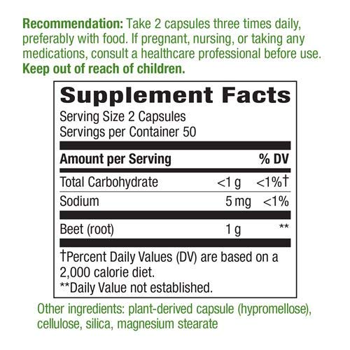 Nature's Way Beet Root 500 mg - 100 Vegetarian Capsules - Pack of 3