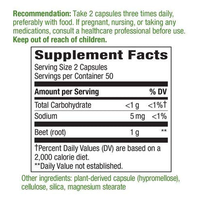Nature's Way Beet Root 500 mg - 100 Vegetarian Capsules - Pack of 3