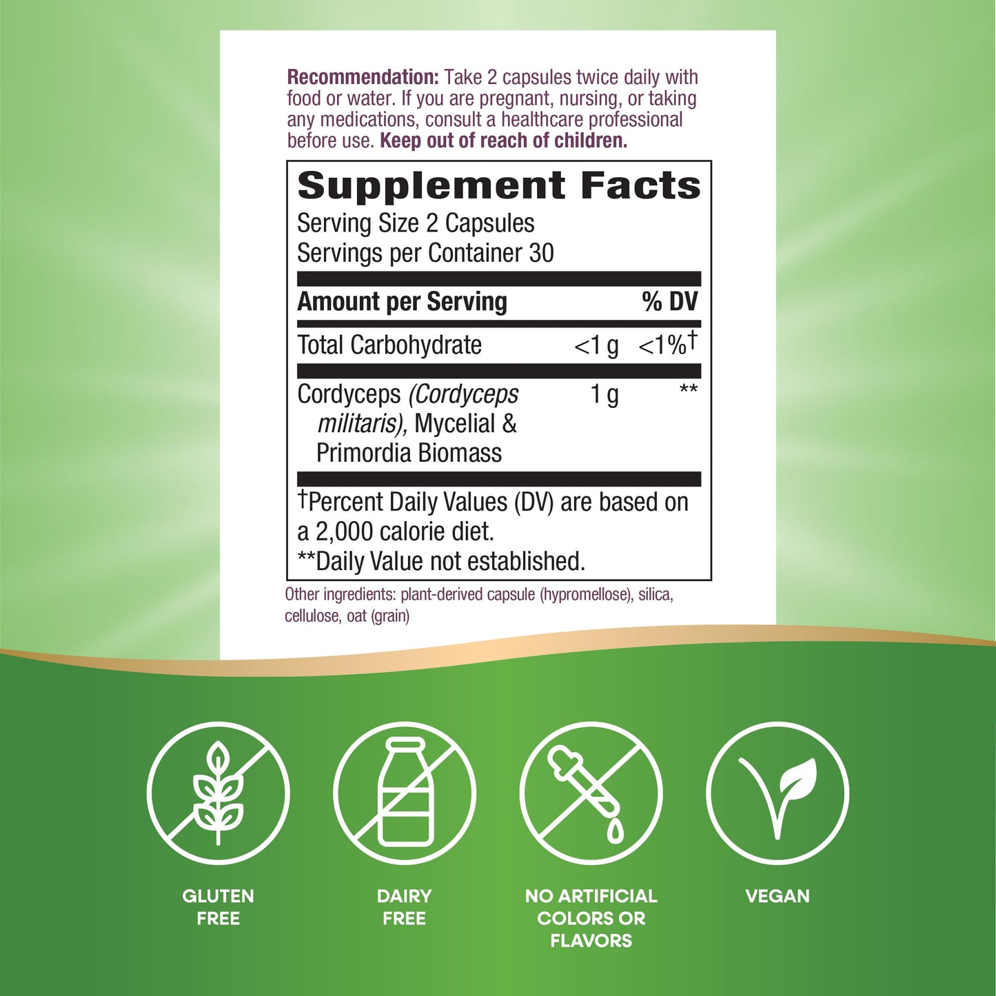 Nature's Way Cordyceps Premium Herbal 1,000 mg – Vitality & Endurance (Gluten Free)