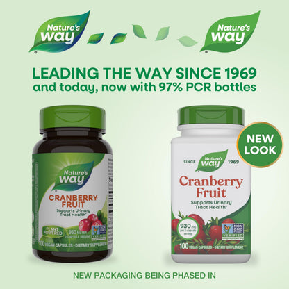 Nature's Way Cranberry Fruit Cranberry Supplements - Supports Urinary Tract Health - 930 mg per 2-Capsule Serving