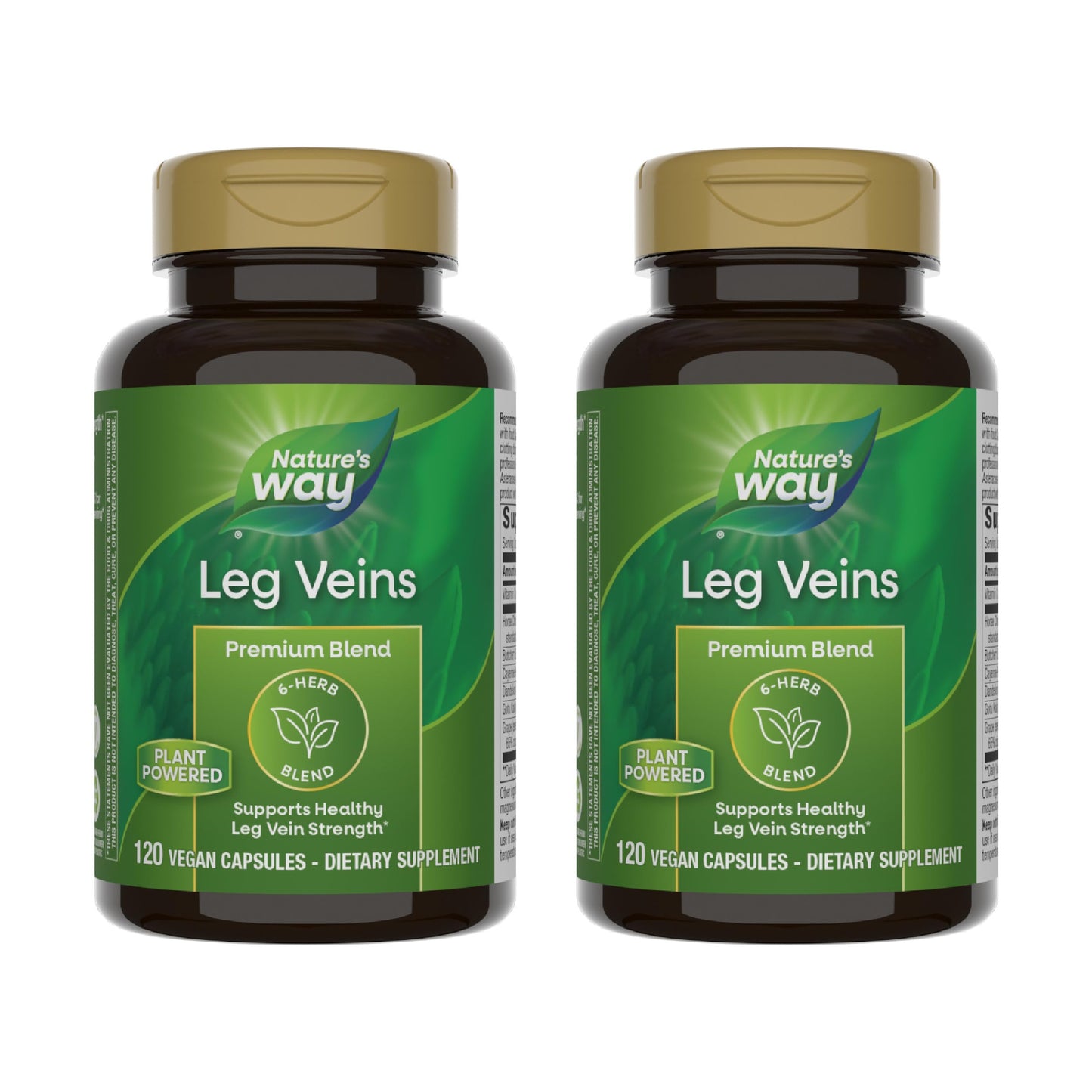 Nature's Way Leg Veins – 6-Herb Vegan Formula with Horse Chestnut, 120 Capsules (2-Pack)