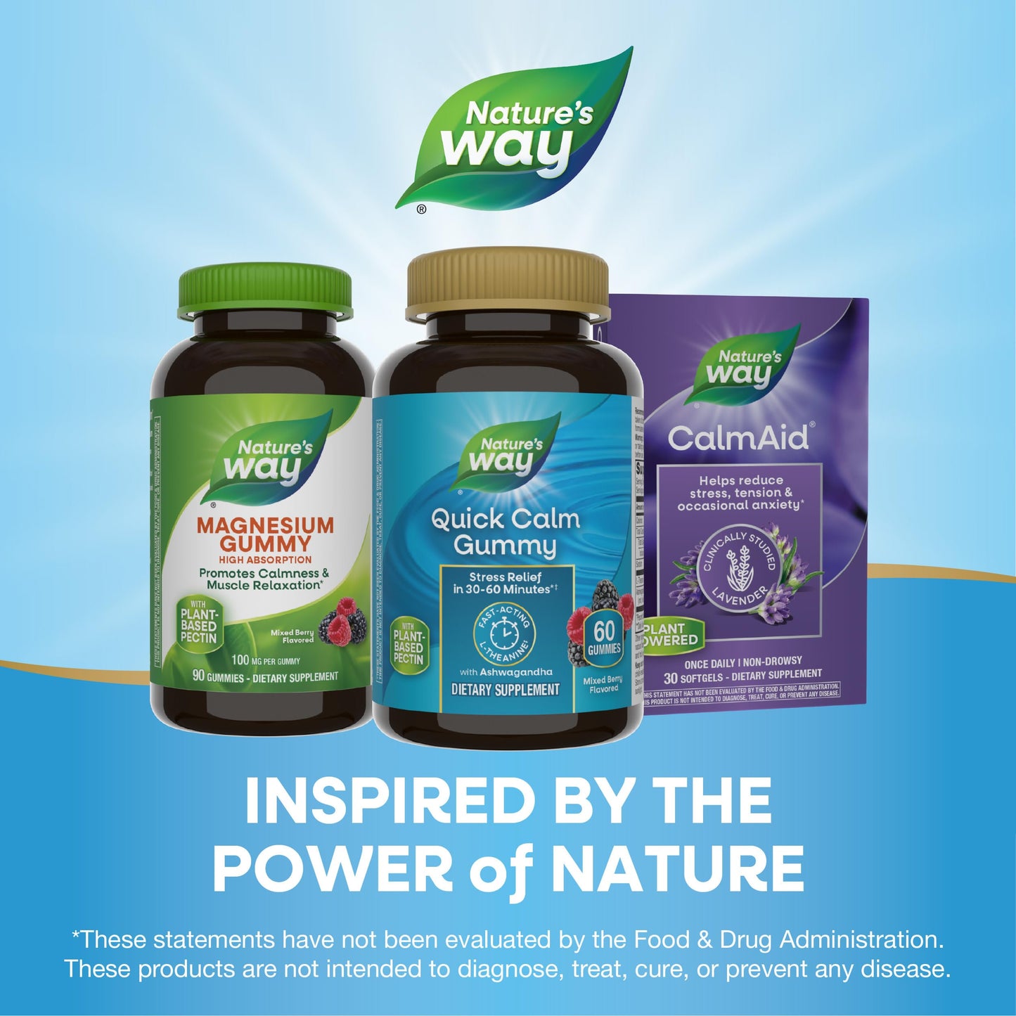 Nature’s Way Quick Calm Gummies – L-Theanine & Ashwagandha, 60 Veggie Gummies