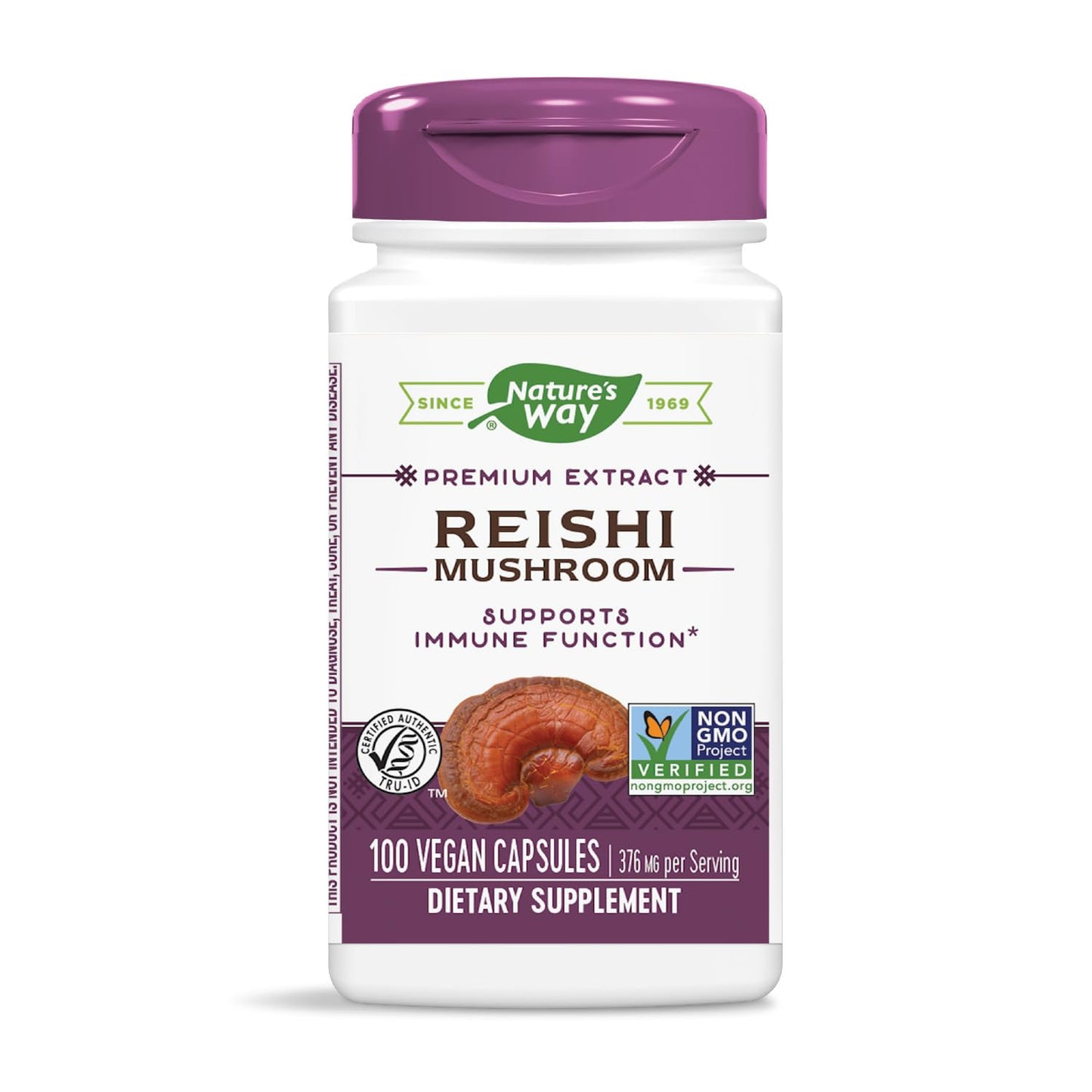 Nature's Way Reishi Mushroom - Immune Support, Adaptogenic, Non-GMO Project Verified, 100 Capsules