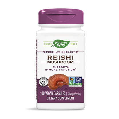 Nature's Way Reishi Mushroom - Immune Support, Adaptogenic, Non-GMO Project Verified, 100 Capsules