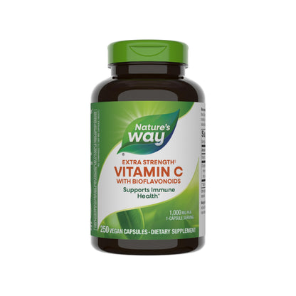 Nature's Way Extra Strength Vitamin C with Bioflavonoids - 1g Vitamin C per Capsule, 250 Vegan Capsules
