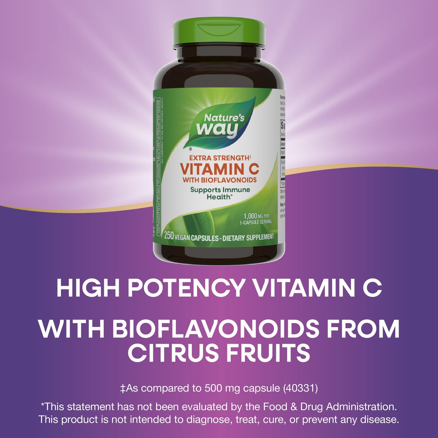 Nature's Way Extra Strength Vitamin C with Bioflavonoids - 1g Vitamin C per Capsule, 250 Vegan Capsules