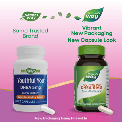 Nature's Way Youthful You DHEA 5 mg - 2 Pack | Supports Healthy Aging & Hormone Production