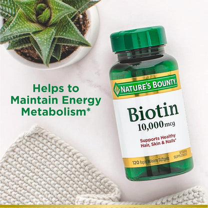 Nature's Bounty Biotin 10,000 mcg Ultra Strength – 4-Pack, 120 Softgels