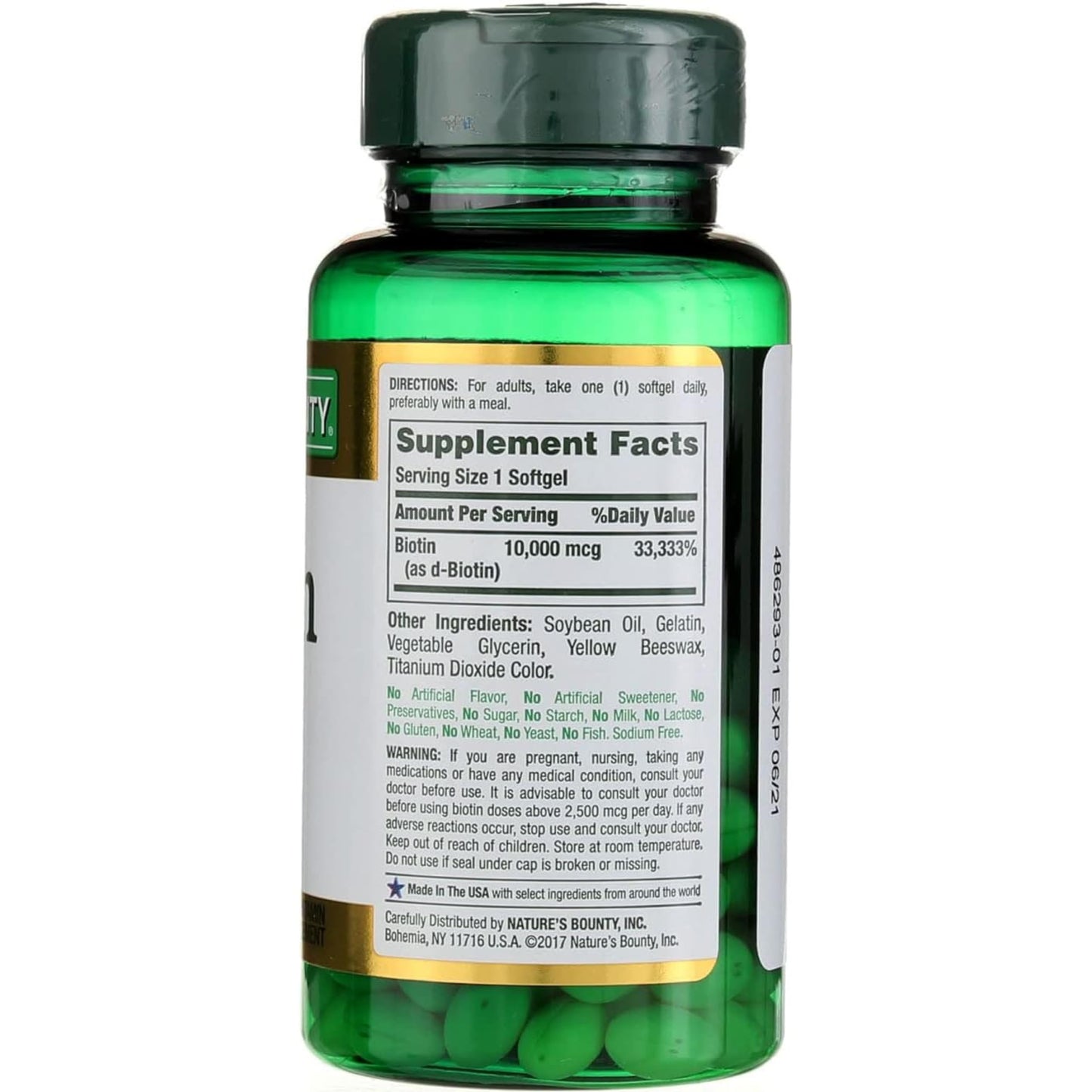 Nature's Bounty Biotin 10,000 mcg Ultra Strength – 4-Pack, 120 Softgels