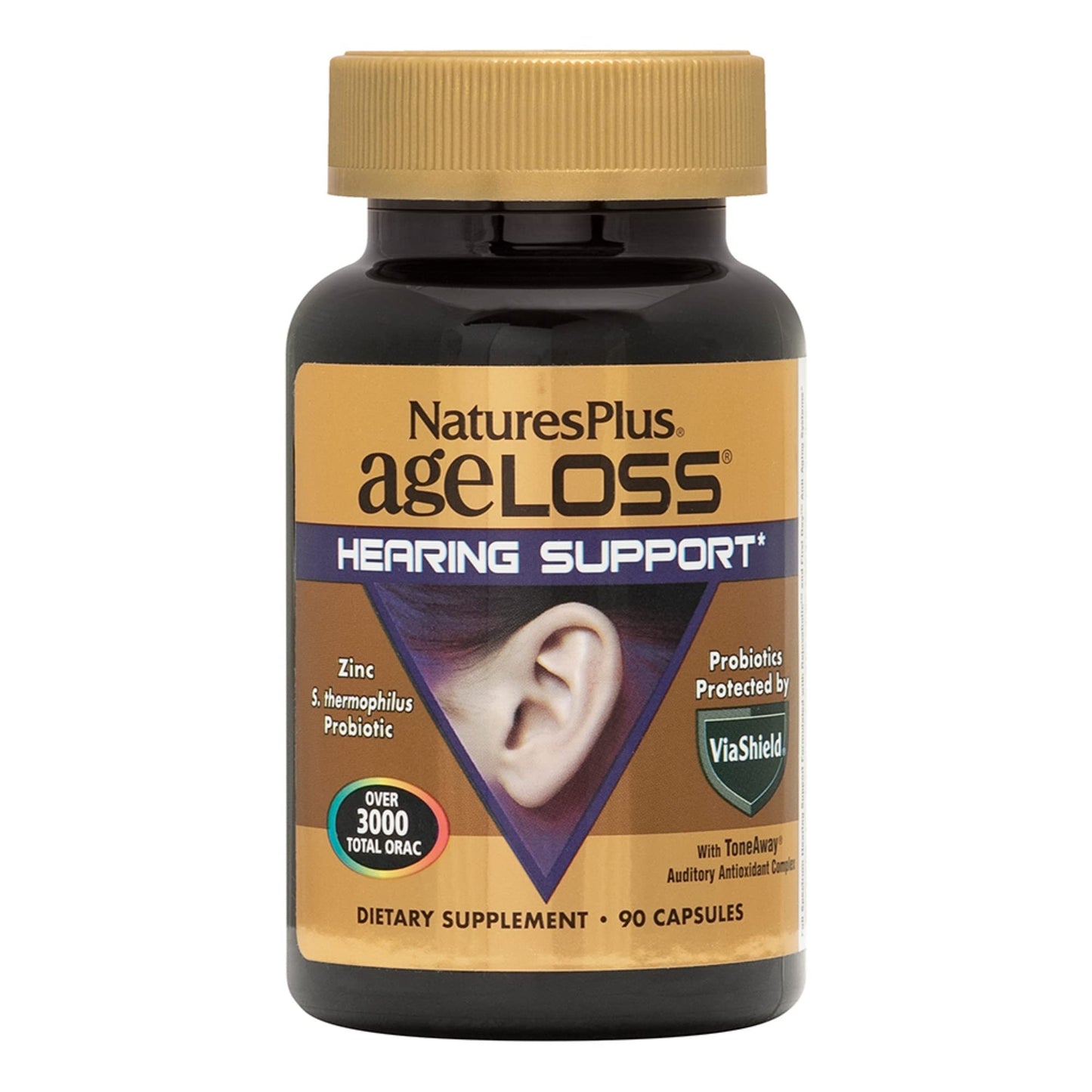 Natures Plus AgeLoss Hearing Support - 90 Capsules - Vegetarian & Gluten Free | 30 Servings