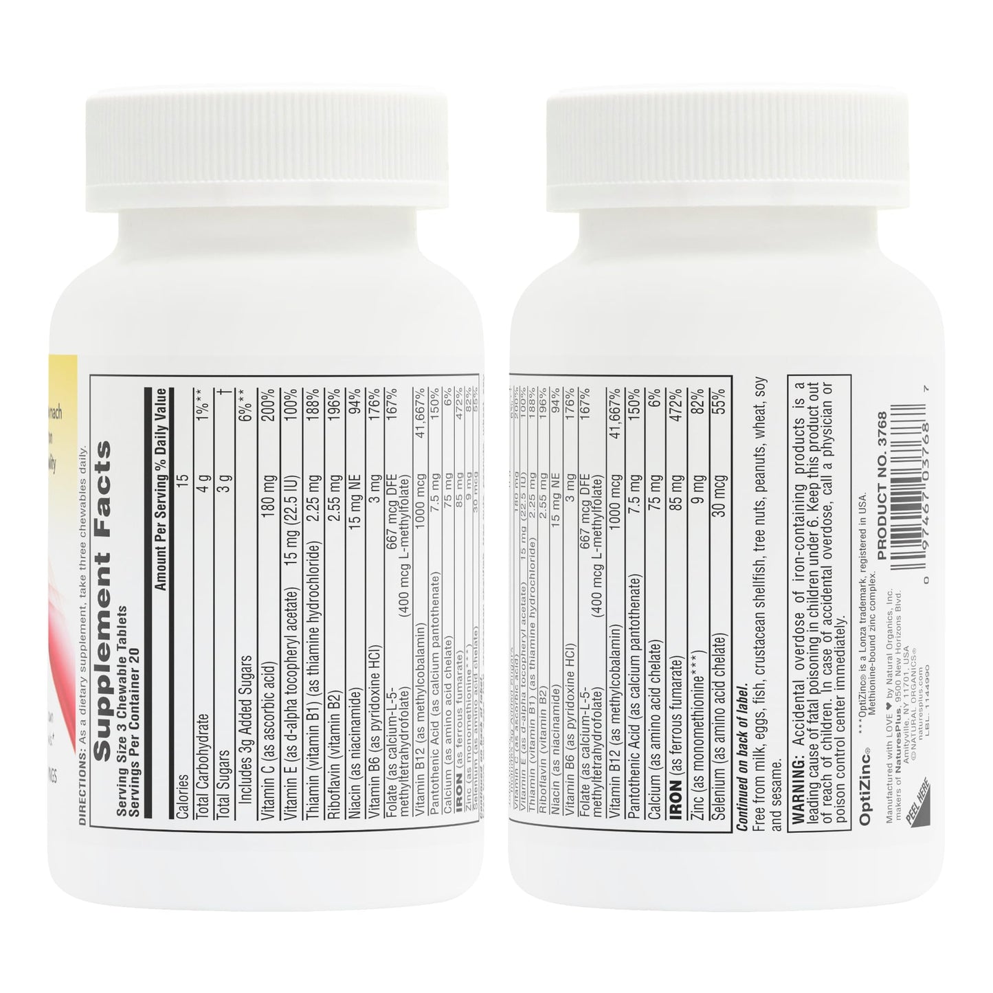 Natures Plus Hema-Plex Iron - 85 mg Elemental Iron, 60 Mixed Berry Chewables