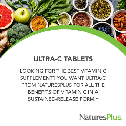 Natures Plus Ultra C with Rose HIPS 2000 mg - 90 Vegetarian Tablets | Immune Support & Antioxidant