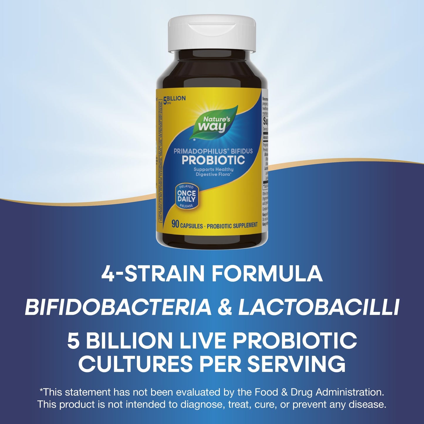Nature's Way Primadophilus Bifidus Probiotic - 5 Billion CFU, 90 Capsules