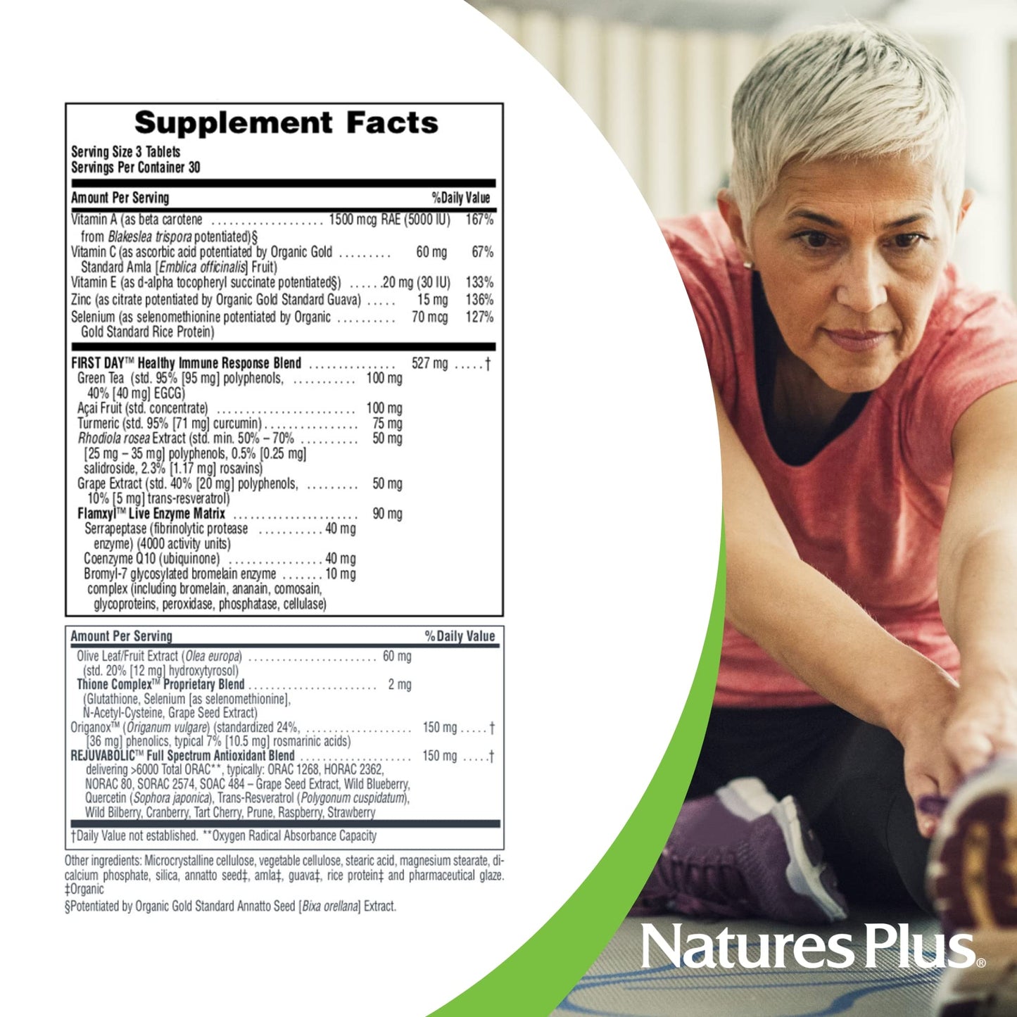 NaturesPlus AgeLoss First Day Healthy Immune Response - 90 Tablets | Vegetarian, Gluten Free | 30 Servings