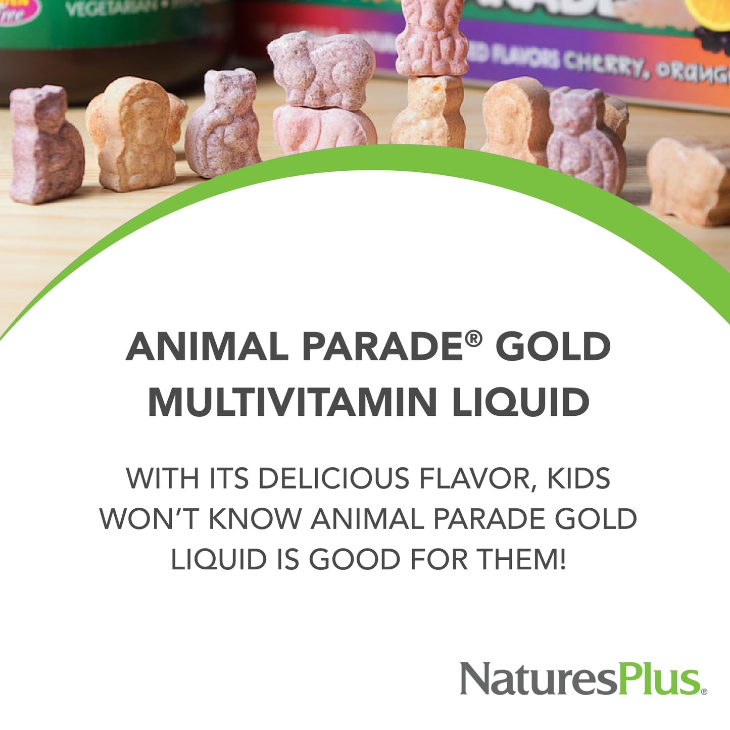 NaturesPlus Animal Parade Gold Children's Liquid Multivitamin – 2 x 16 oz, Tropical Berry, Gluten Free & Vegan, 64 Servings