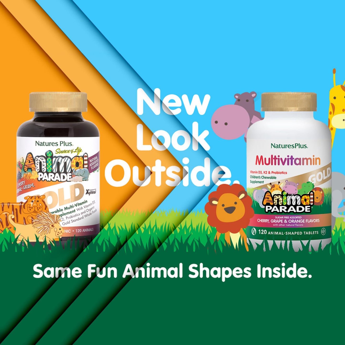 NaturesPlus Animal Parade Gold Children's Multivitamin - 4-Pack, Vegan & Gluten Free
