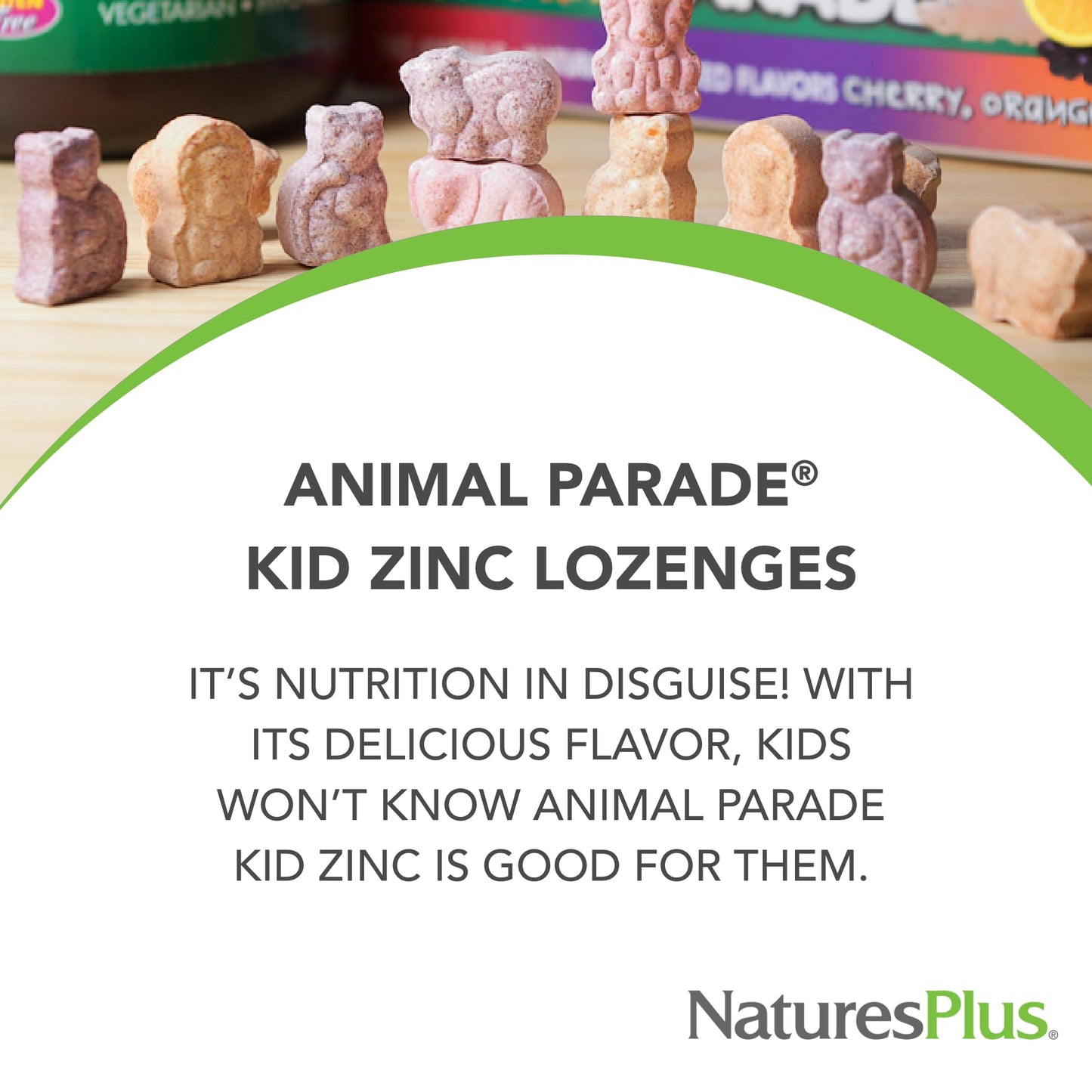 NaturesPlus Animal Parade KidZinc Tangerine - 90 Lozenges (Organic Chelated Zinc, Vegan & Gluten-Free)