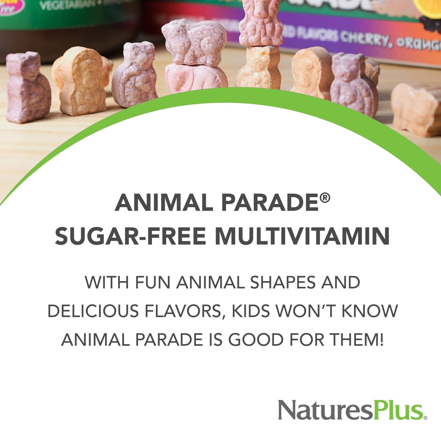 NaturesPlus Animal Parade Sugar-Free Kids Multivitamin - 2 Pack (90 Chewables) Cherry, Grape & Orange