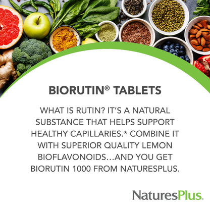 NaturesPlus Biorutin 1000mg - 90 Tablets | Bioflavonoid & Rutin Complex