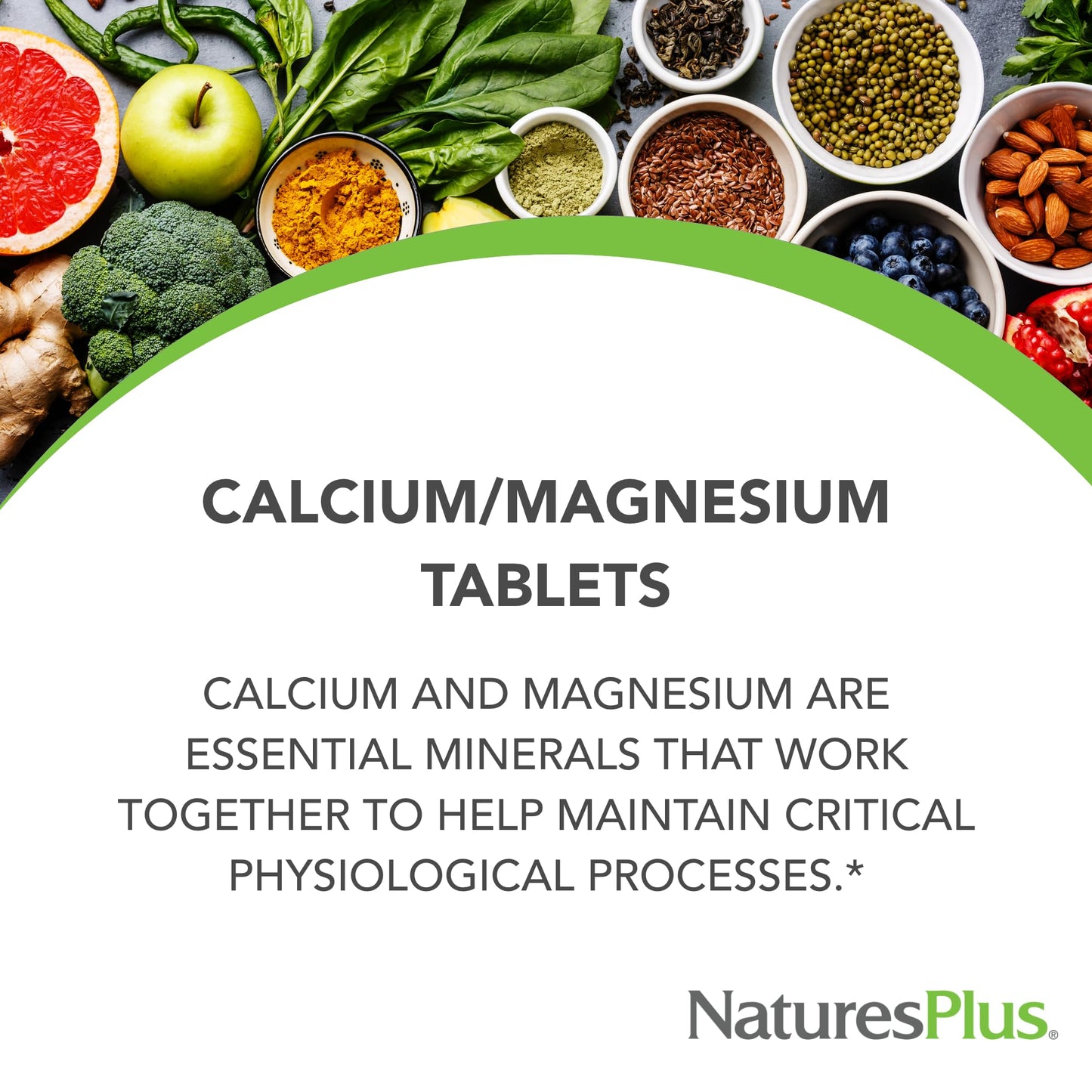 NaturesPlus Cal/Mag – 180 Vegetarian Tablets | 500 mg Calcium, 250 mg Magnesium | Supports Energy & Overall Well-Being