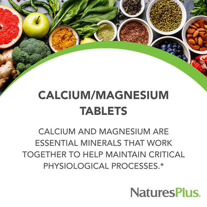 NaturesPlus Cal/Mag – 180 Vegetarian Tablets | 500 mg Calcium, 250 mg Magnesium | Supports Energy & Overall Well-Being
