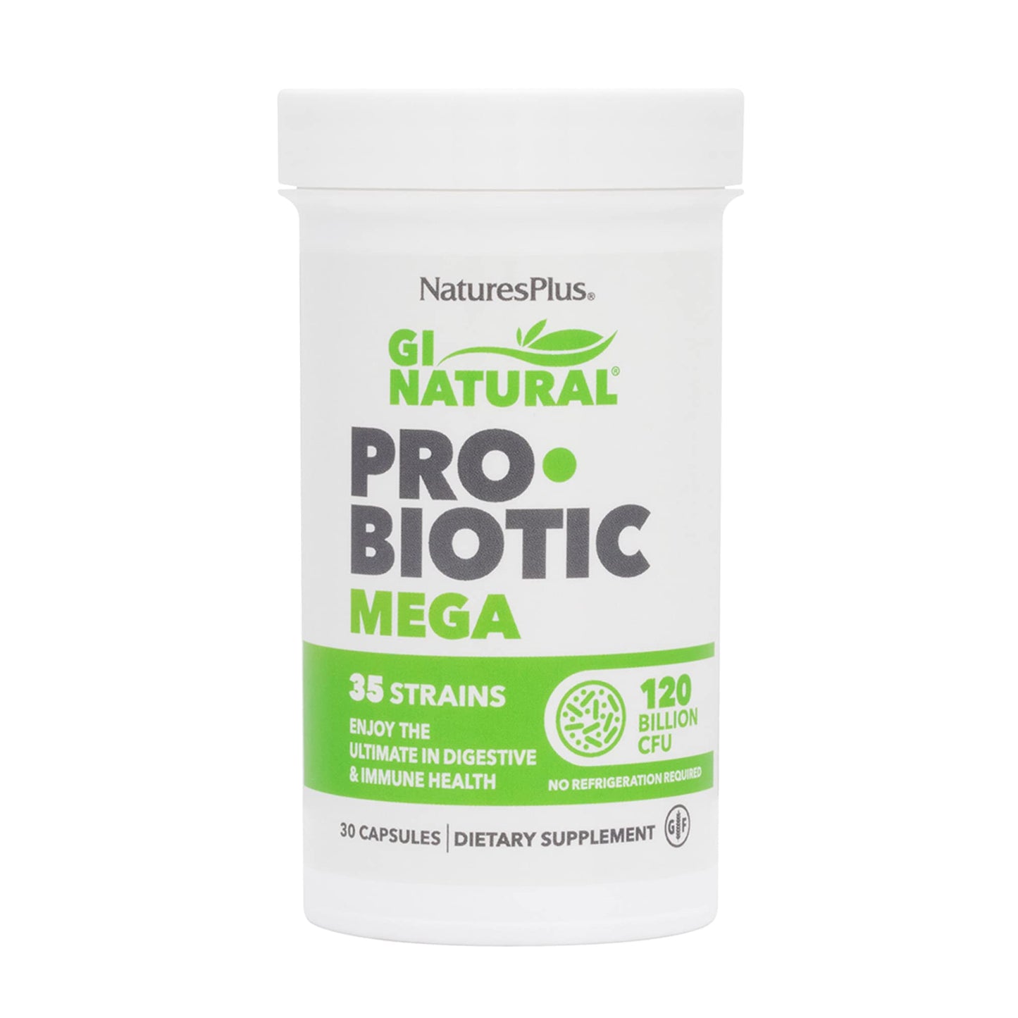Nature's Plus GI Natural Probiotic Mega – 120B CFU, 35 Strains, Gluten Free, 30 Servings