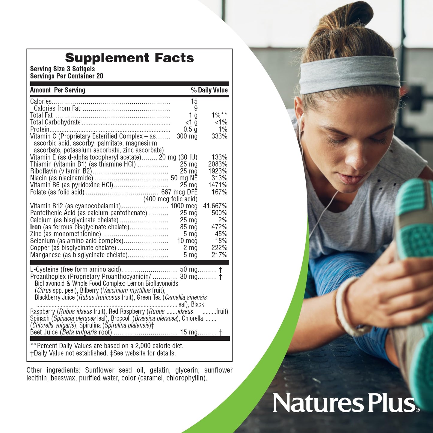 NaturesPlus Hema-Plex Iron - 85 mg Iron, 60 Softgels | Vegan & Gluten Free