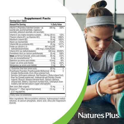 NaturesPlus Hema-Plex Iron - 60 Total Servings, 85 mg Chelated Iron, Slow-Release | Vitamin C & Bioflavonoids | Gluten Free & Vegetarian