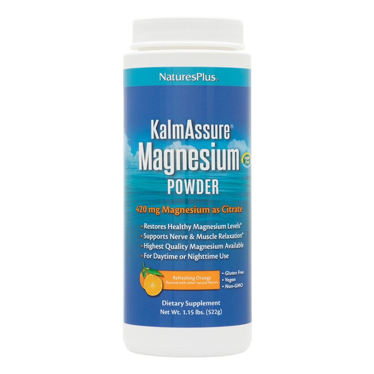 NaturesPlus KalmAssure Magnesium Powder – Orange Flavor, 120 Servings (2-Pack)