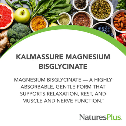 NaturesPlus KalmAssure Magnesium Bisglycinate – 180 Capsules (60 Servings) – Supports Nerve & Muscle Relaxation