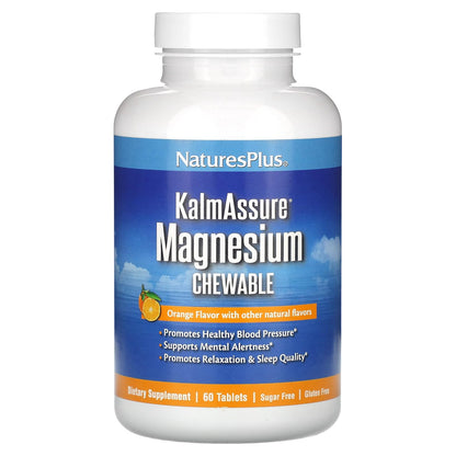 NaturesPlus KalmAssure Magnesium Chewable Orange – 60 Tablets | Relaxation & Mental Alertness