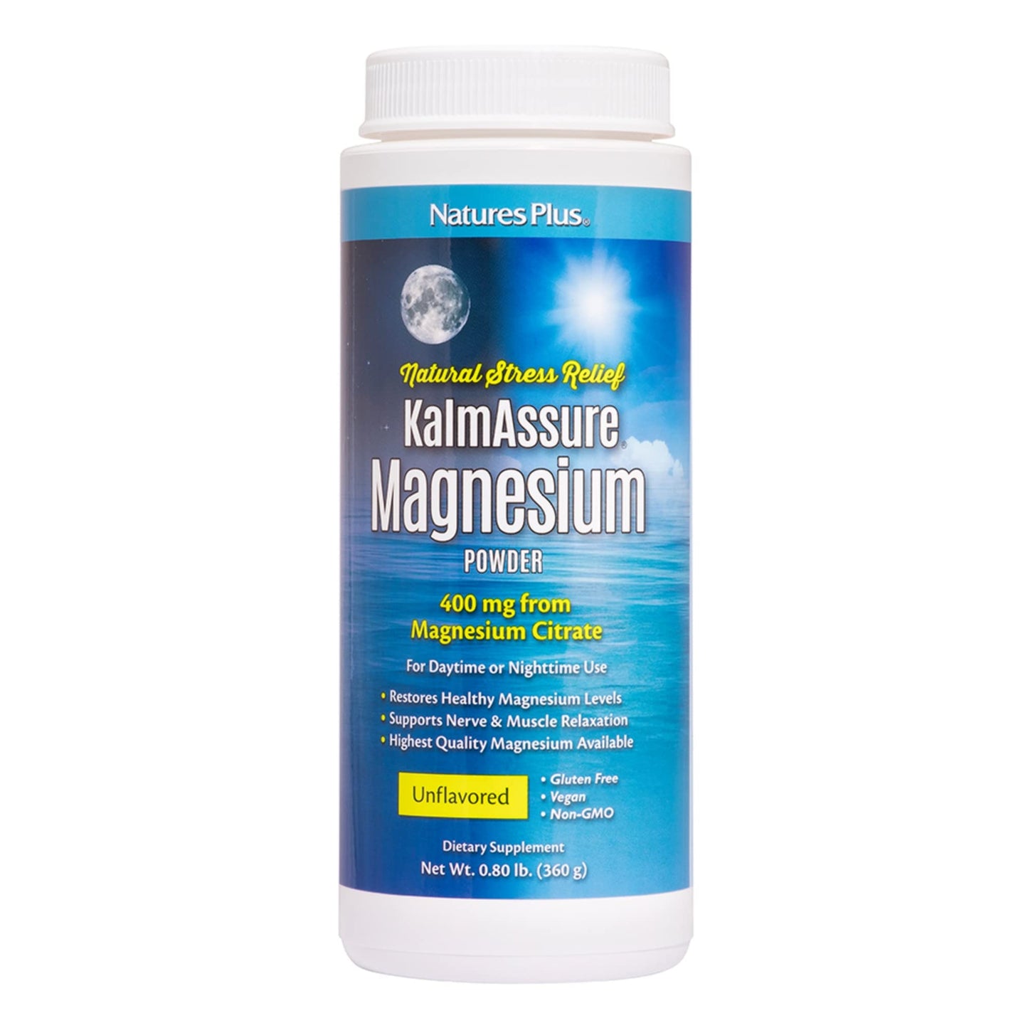 NaturesPlus KalmAssure Magnesium Powder – 0.8 lb, Unflavored | 60 Servings | Non-GMO, Gluten Free, Vegan