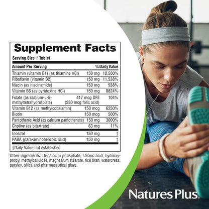 NaturesPlus Mega B-150 Complex | 90 Sustained-Release Vegetarian Tablets | Gluten Free B-Complex Vitamin Supplement