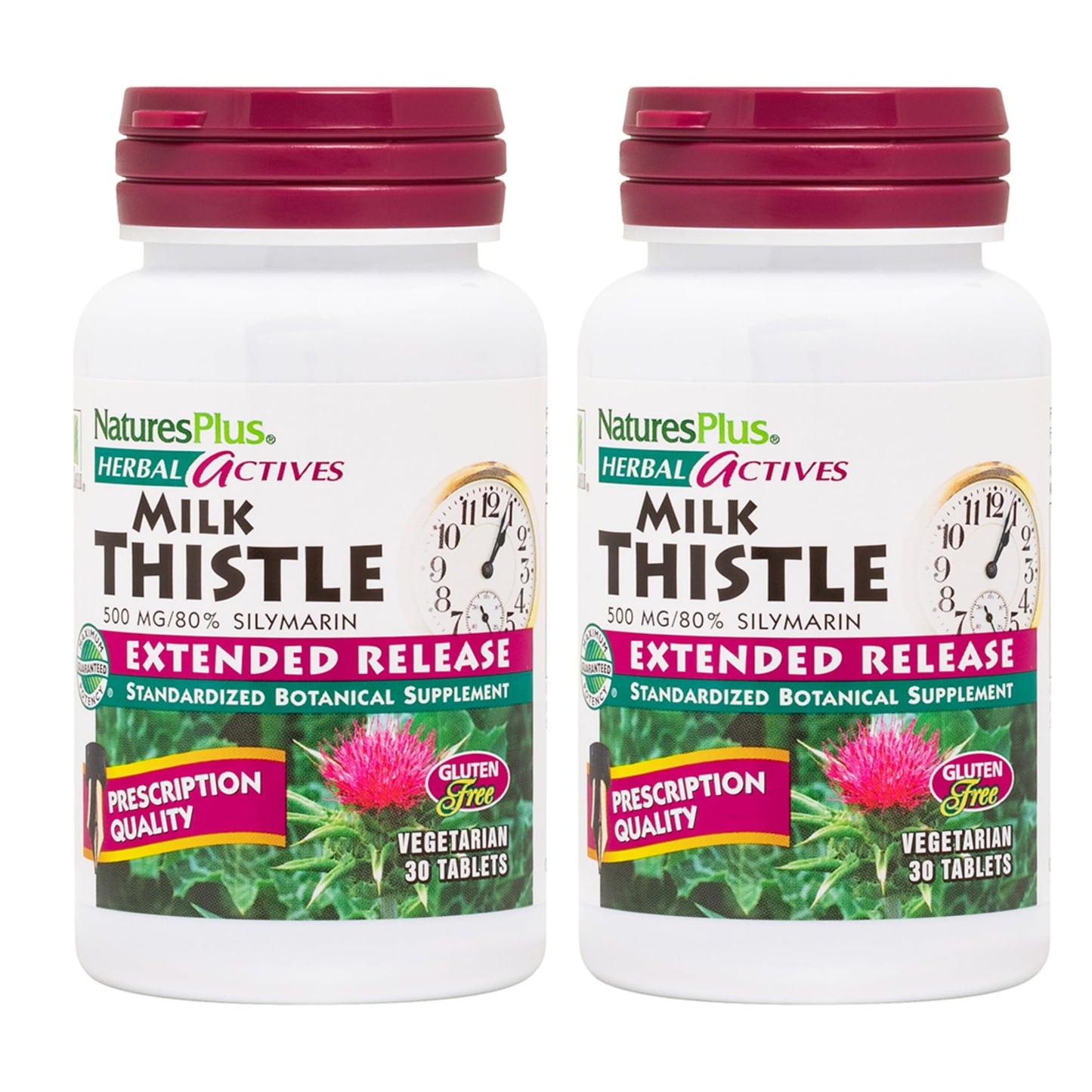 NaturesPlus Herbal Actives Milk Thistle 500 mg – 60 Servings, Extended Release, Vegetarian & Gluten Free