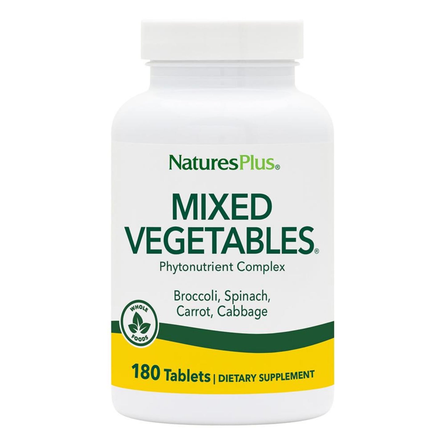 NaturesPlus Mixed Vegetables - 360 Tablets (120 Servings) | Gluten Free | Broccoli, Spinach, Carrot & Cabbage