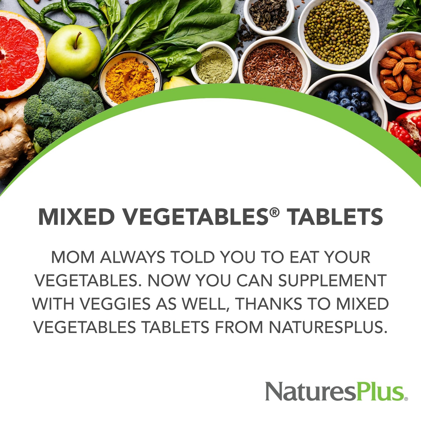 NaturesPlus Mixed Vegetables - 360 Tablets (120 Servings) | Gluten Free | Broccoli, Spinach, Carrot & Cabbage