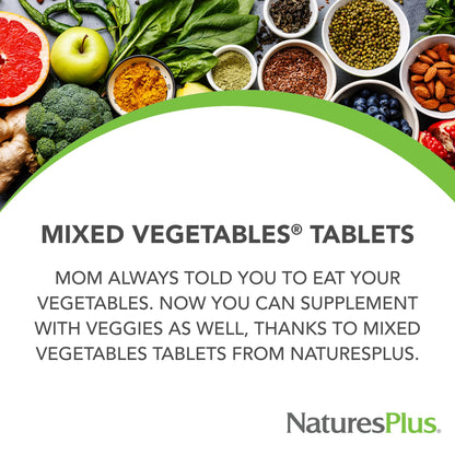 NaturesPlus Mixed Vegetables - 360 Tablets (120 Servings) | Gluten Free | Broccoli, Spinach, Carrot & Cabbage