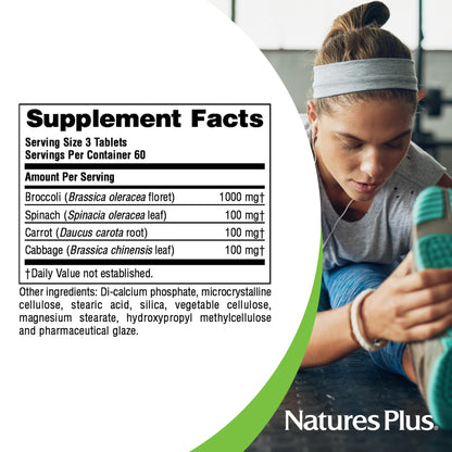 NaturesPlus Mixed Vegetables - 360 Tablets (120 Servings) | Gluten Free | Broccoli, Spinach, Carrot & Cabbage